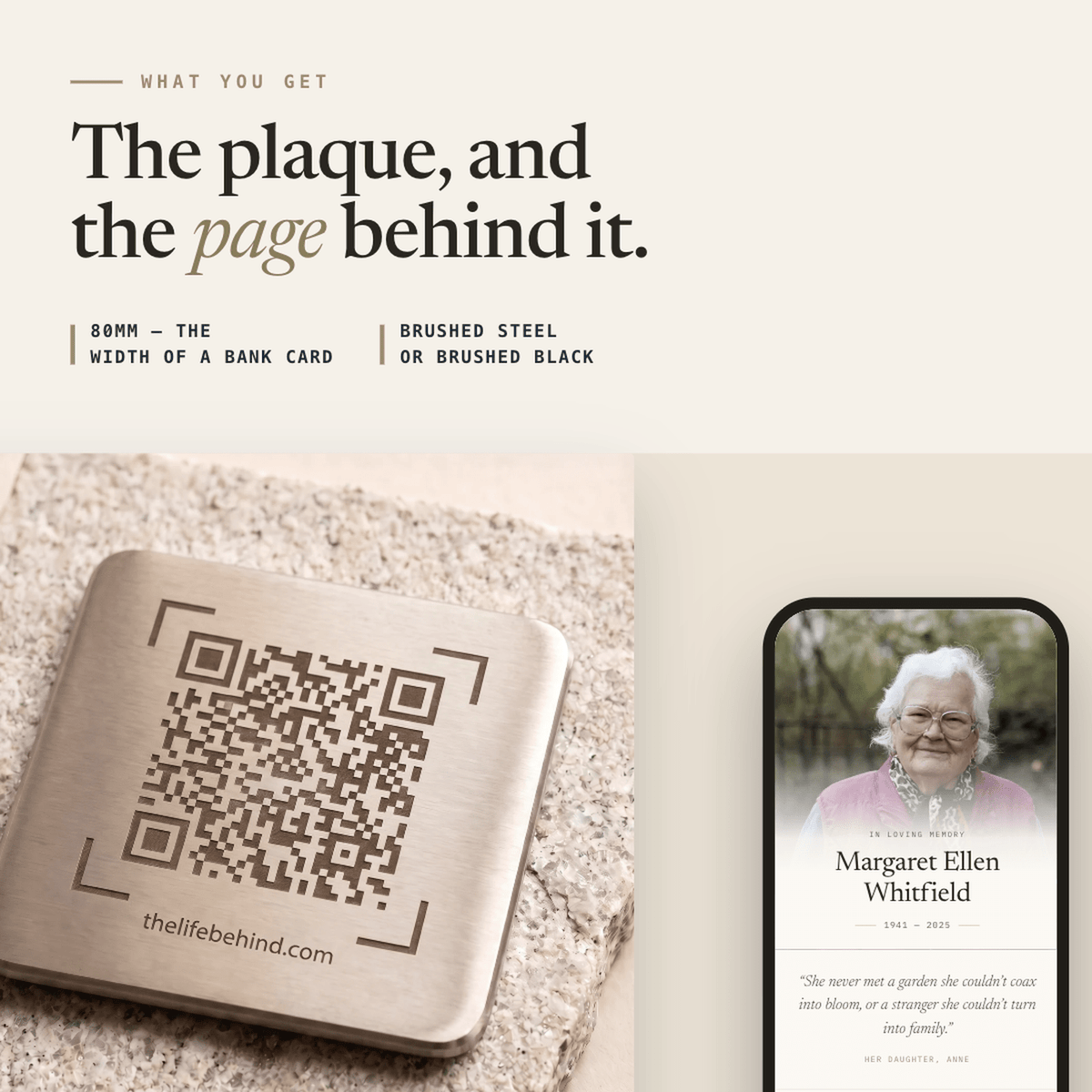 Memorial QR Code Plaque: Share The Life Behind The Name - The Life Behind