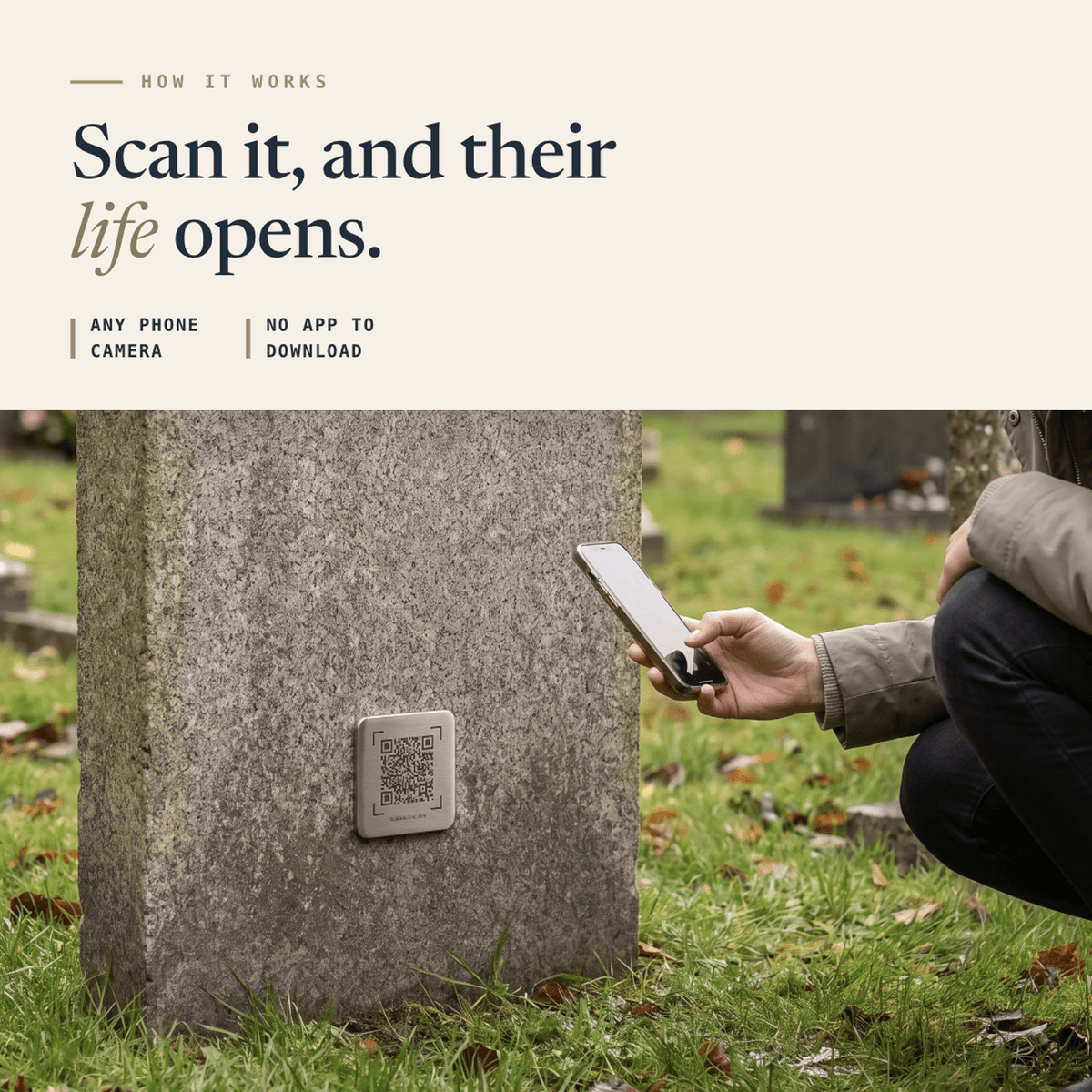Memorial QR Code Plaque: Share The Life Behind The Name - The Life Behind