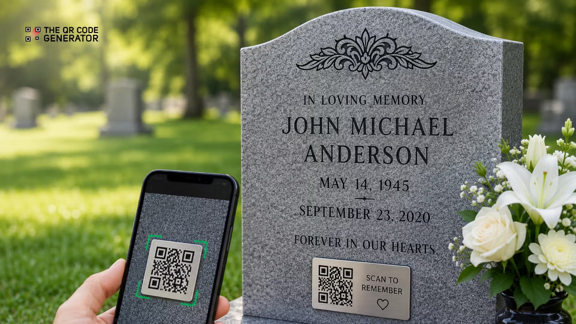 Memorial QR Code Plaque with Memory Page